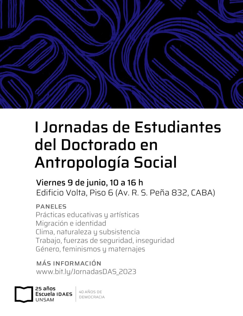 Un espacio de encuentro, intercambio y formación entre investigadores y estudiantes de antropología de todos los niveles. Un ambiente propicio para dar a conocer las diversas líneas de investigación que llevan a cabo lxs doctorandxs. ¡Lxs esperamos! 👇🏽✨
bit.ly/JornadasDAS_20…