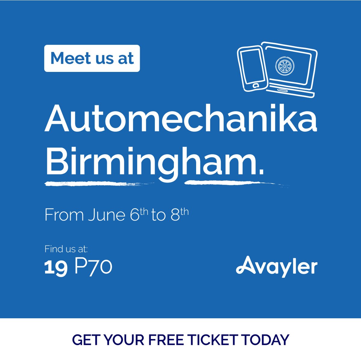 🚗 Next week Avayler will be at #automechanikauk, showing our automotive, industry built shop & mobile van management software. Come to Hall19 P70 to see how you can transform your automotive services. Get your free ticket now! hubs.la/Q01S5h5l0 #automotivesoftware 💻