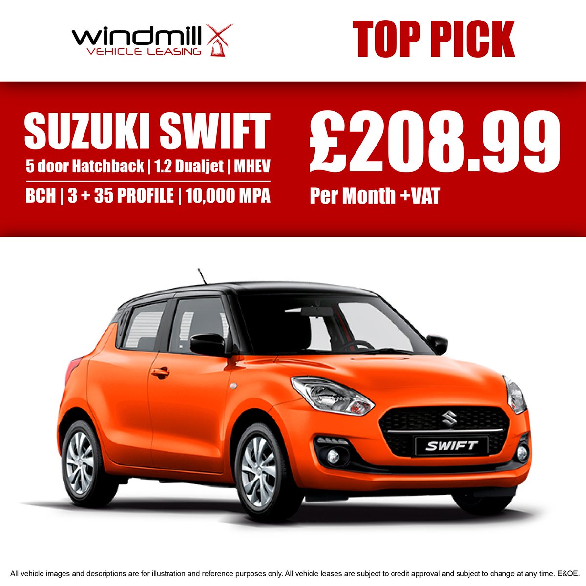 WindmillLeasing's tweet image. 🚨 THIS WEEK'S TOP PICK 🚨 Brand new Suzuki Swift. Order yours today for £208.99 + VAT

⚫ Business Contract Hire
⚫ 3 + 35 profile
⚫ 10,000mpa
⚫ £208.99 + VAT

Call 01527 571610 to speak to one of the team