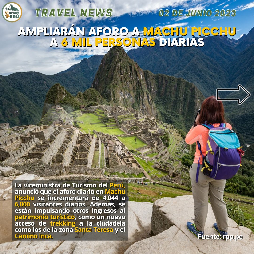 vibrantperu's tweet photo. #TurismoPeru incrementa aforo en Machu Picchu a 6,000 visitantes diarios y CNN destaca a Perú como destino imperdible para el verano. Además, se presenta exposición sobre Qhapaq Ñan en Cusco y la película "Transformers" agradece por permitir rodar en Perú. #MachuPicchu #Cusco https://t.co/70SGrPrOce