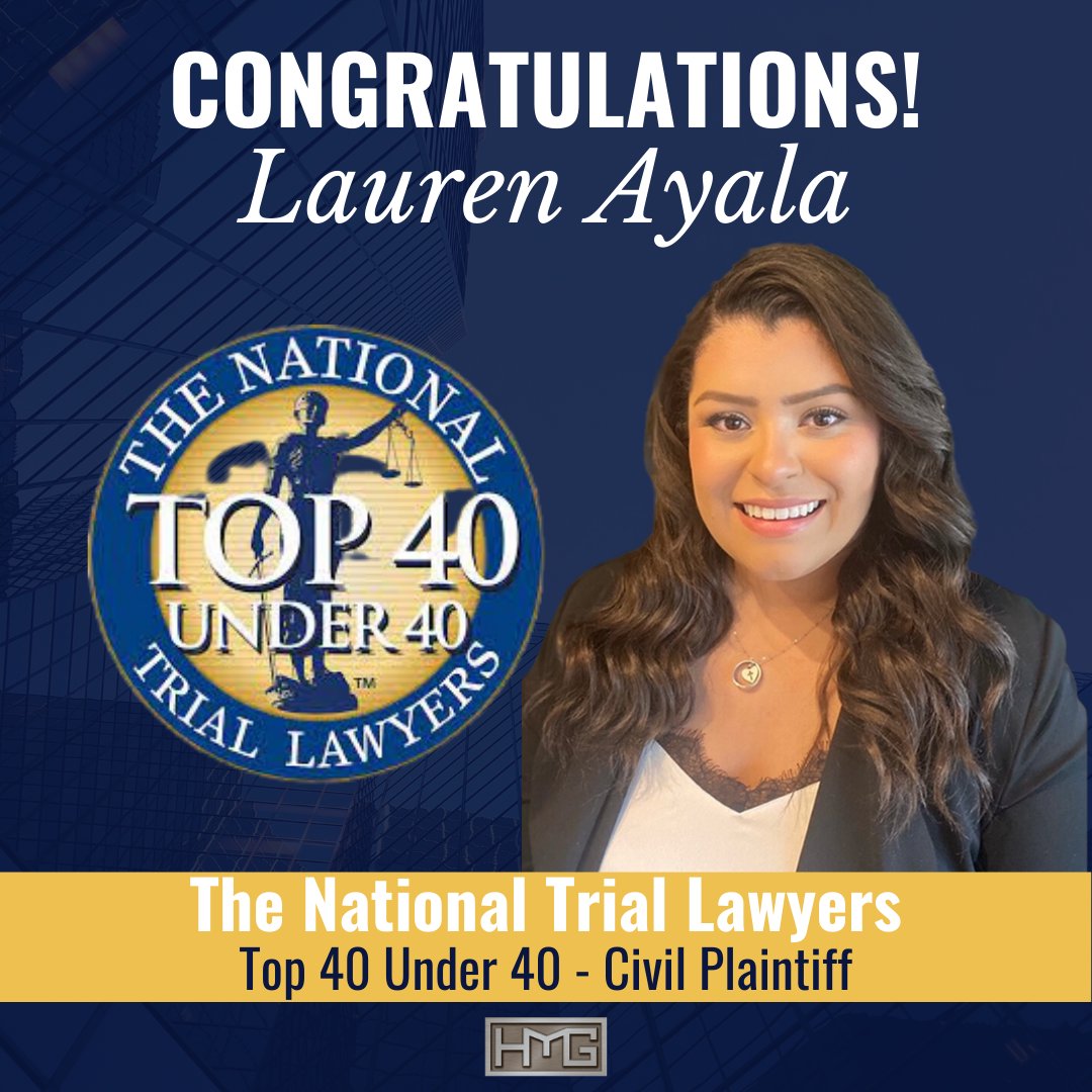 We are thrilled to share that Attorney Lauren Ayala has been named to The National Trial Lawyers Top 40 Under 40 - Civil Plaintiff list.

The National Trial Lawyers Top 40 Under 40 is a professional organization composed of the top trial lawyers from each state or region who are