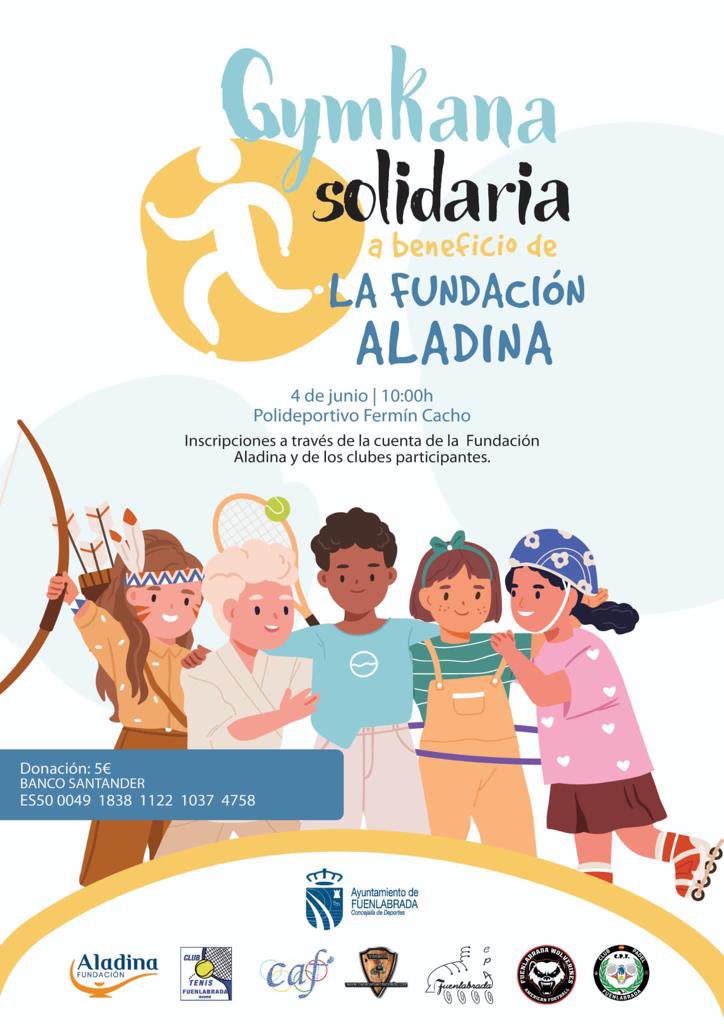 Este domingo tendrá lugar nuestra gymkana solidaria en colaboración con la Fundación Aladina, no os la perdáis!