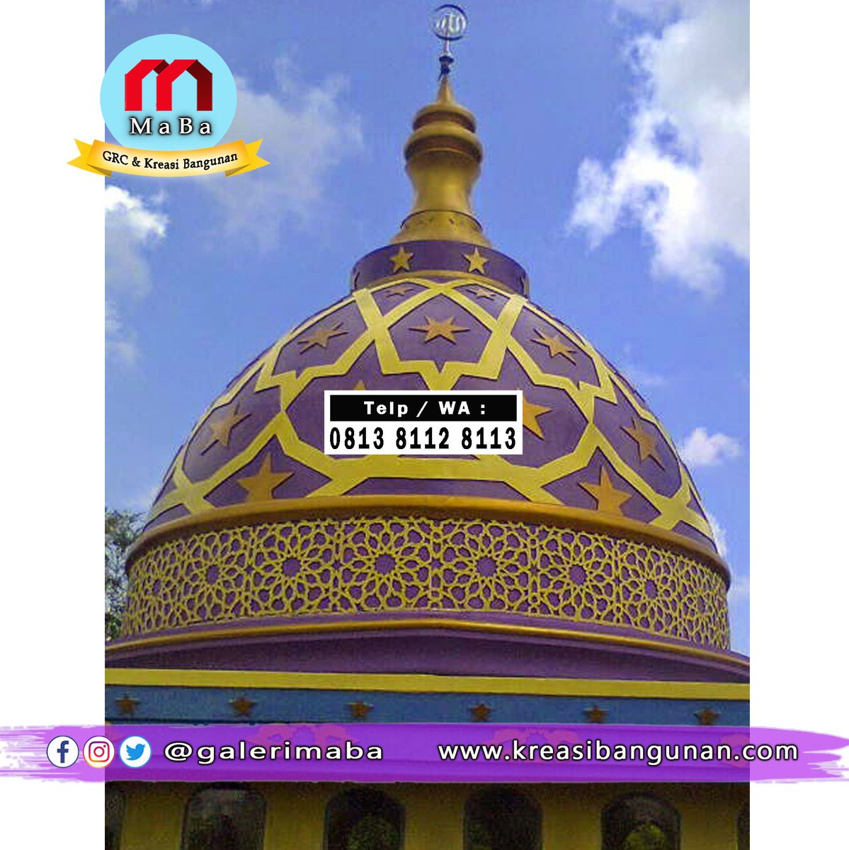 galerimaba's tweet image. Kubah GRC Masjid (custom)

#kubah #kubahgrc #kubahgrcmasjid #kubahmasjid #krawangangrccustom #krawangangrcmotifbintang 
#ornamenkrawanganmasjid #ornamenkaligrafiarab #hiasandindingmasjid #designdindingmajis #grcjogja #galerimaba #galerimabajogja #rafathar #WeAreOne #seokjin