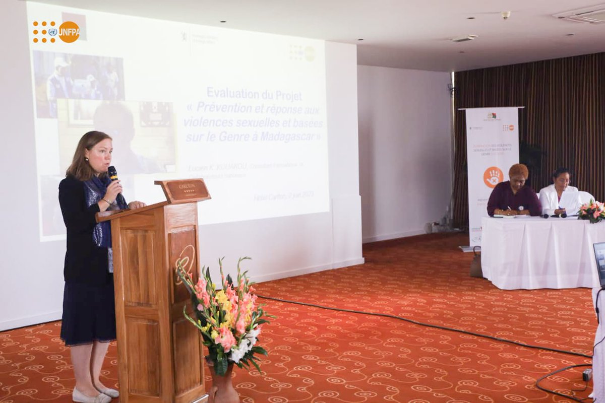 UNFPAMadagascar's tweet photo. Presentation of final evaluation of the project "Prevention & response to sexual & #GenderbasedViolence" funded by @NorwayMFA thru @UNFPA from 2019-2022.
The #marchcontinues w/ Gov't and partners to protect & empower 🇲🇬 women & girls.
Link to doc: https://t.co/52SkzgLk6Q https://t.co/H9tAg5enBL