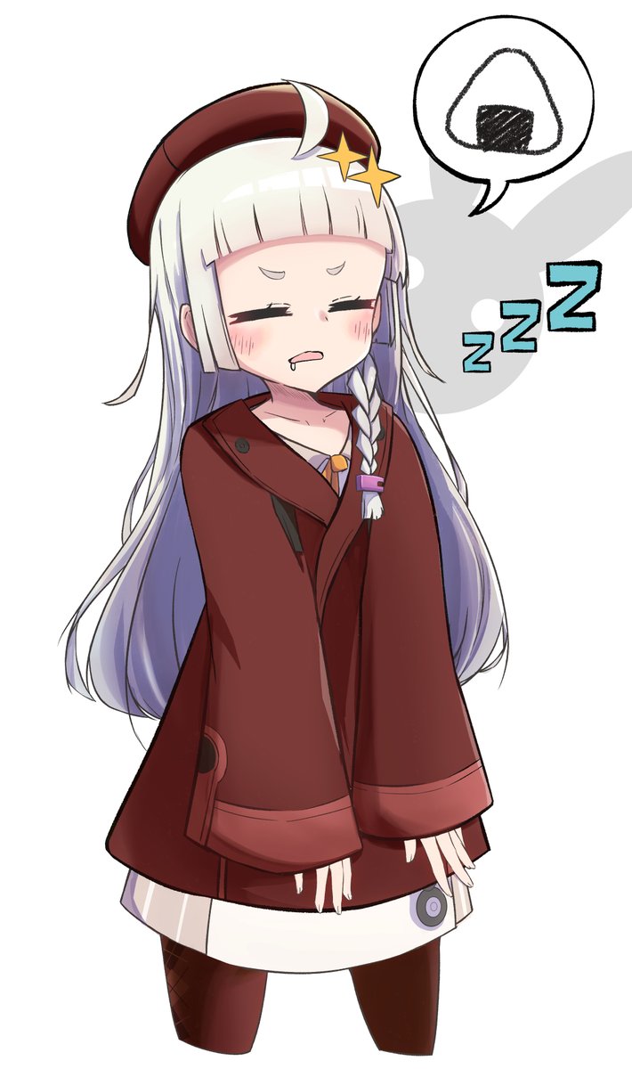 kizuna akari 1girl solo hat long hair onigiri sleeping zzz  illustration images