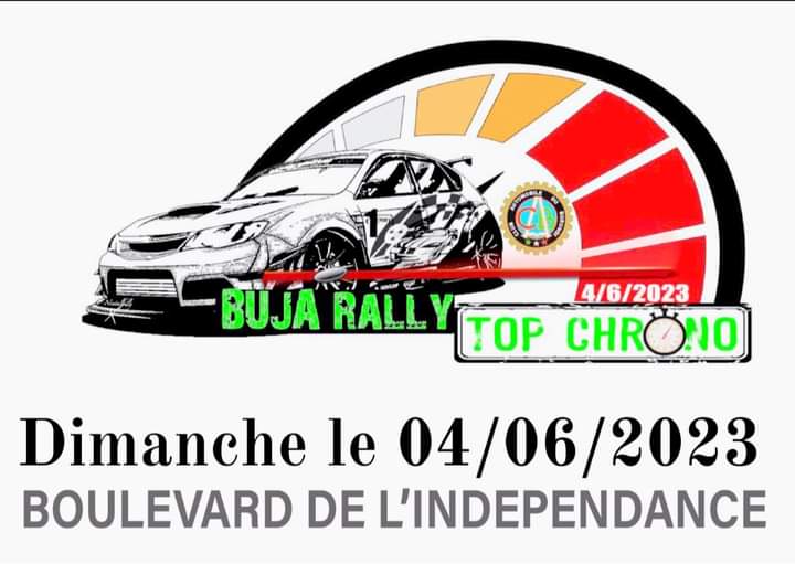 Toujours en préparation du Championnat d’Afrique des Rallyes 2023 , le Club Automobile du #Burundi 🇧🇮 a le plaisir d’annoncer à tous les fans de sport automobile la tenue de la 2ème édition du Buja Rally Top Chrono en pleine ville de Buja au boulevard de l’indépendance.