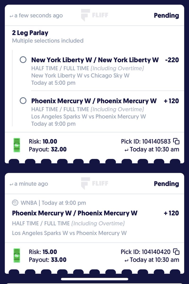 Experimenting with correlation on devigging WNBA HT/FT on Fliff…

These all came out to be +EV even after being pretty conservative on correlation, Phoenix was 7.8% +EV.

Tread carefully, but if these all hit I’ll send $20 to a random person who RTs/Likes/Tails any of these!!