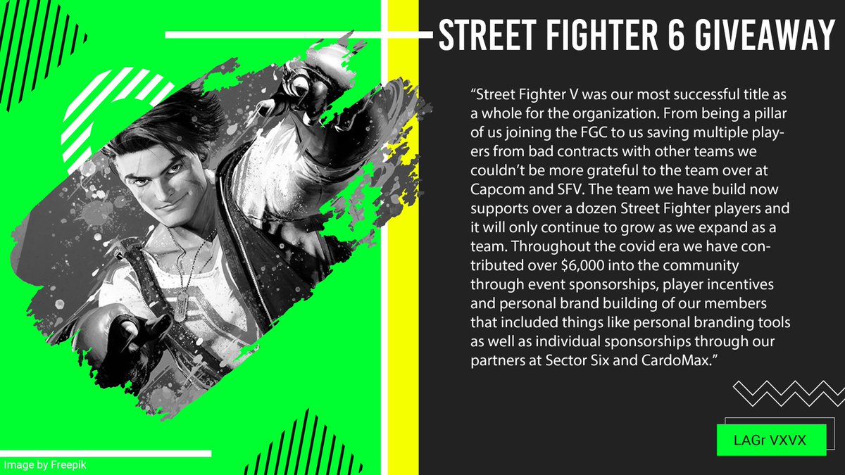 We are giving away a copy of Street Fighter 6 for a console of your choice!

How To Enter :
- Retweet This Tweet
- Follow Us <a href="/LAGrGaming/">LAGr Gaming</a> 

Winner picked in 1 week, if winner already has the game they will receive the cash equivalents via paypal.