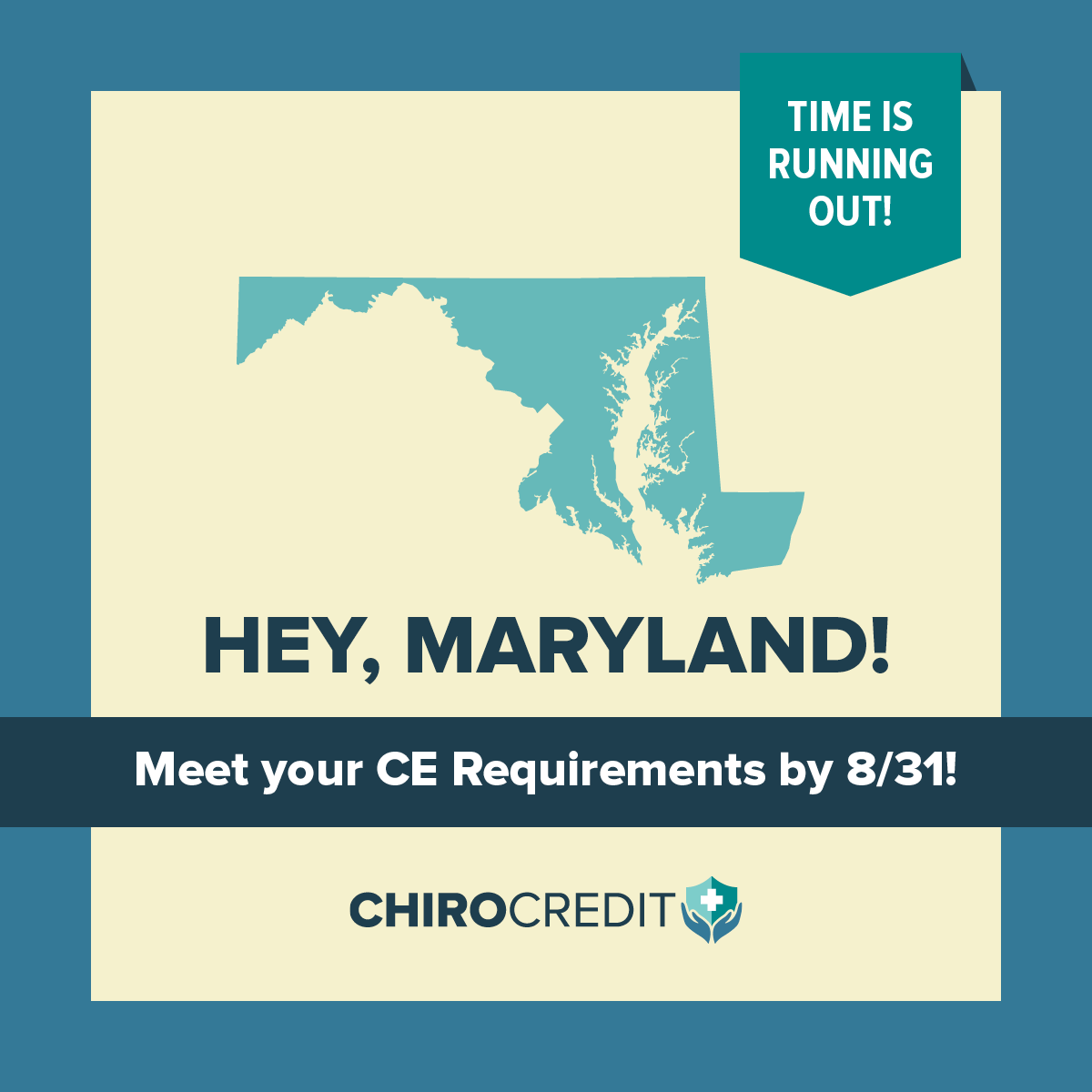 chirocredit's tweet photo. REMINDER:
Maryland CE Requirements: 48 hours due by 8/31/2023
Maryland Accepts 48 hours of Online Continuing Education Courses and/or TeleSeminars/Webinars
https://t.co/Q7wvXW7mWz
#ChiroCredit #MD #OnlineCE #chiropractic #StateApprovals https://t.co/cz1j6RU5CF