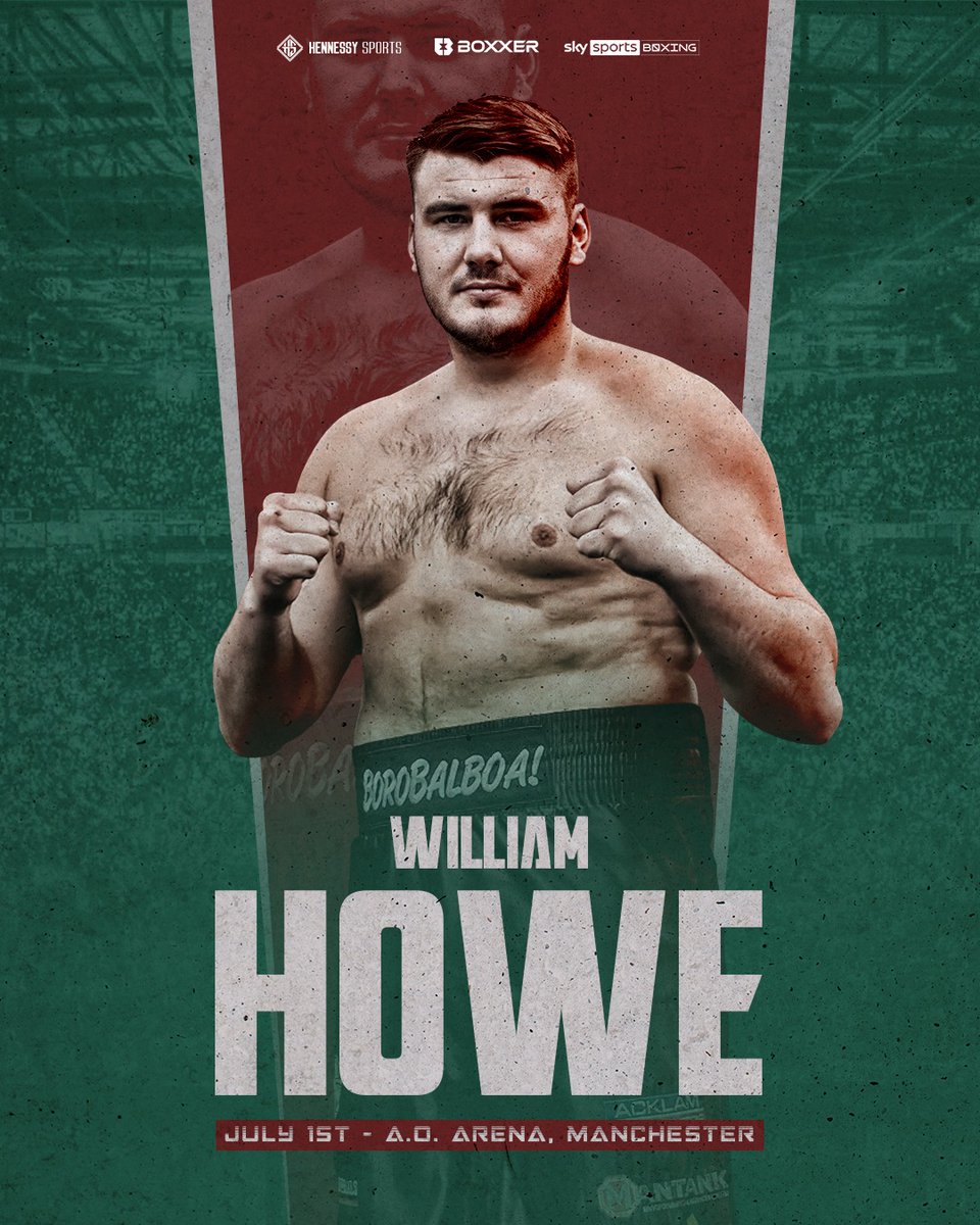 HennessySports's tweet photo. 👊 Heavyweight prospect, William Howe, is being guided by @peterfury and he's fighting on the undercard of Franchon Crews-Dezurn vs Savannah Marshall.

➡️ July 1st, AO Arena, Manchester

@boxxer | @skysportsboxing https://t.co/XAtCgvsEDF