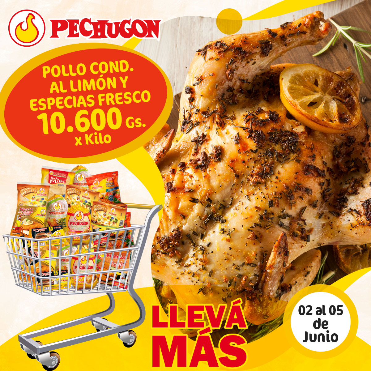 PechugonPy's tweet photo. También tenemos estas #ofertas que podes encontrar en los #supermercados y puntos de venta del país, hasta el lunes 05 de junio.
. 
#Pechugon #pechugonpy #Pollo #Economico #Rendidor #DeliciosamenteNatural #ATodosLesGusta https://t.co/B08yGgcAyB