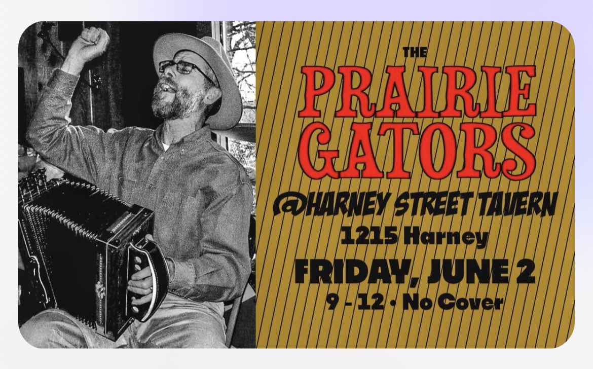 Omaha’s premier Cajun band gonna be hootin’ an hollerin’ down at HST tonight 9p-12a. IT’S FREE!!!