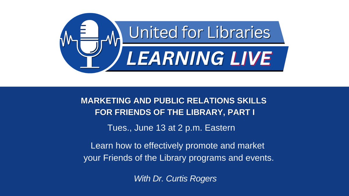 ala_united's tweet image. You don’t have to be a webmaster or UX designer to effectively promote and market your Friends of the Library programs! 

Join us this month and next for a two-part series on Marketing and PR for #libraryfriends with Dr. Curtis Rogers of @sclanews. bit.ly/3ySBV4r