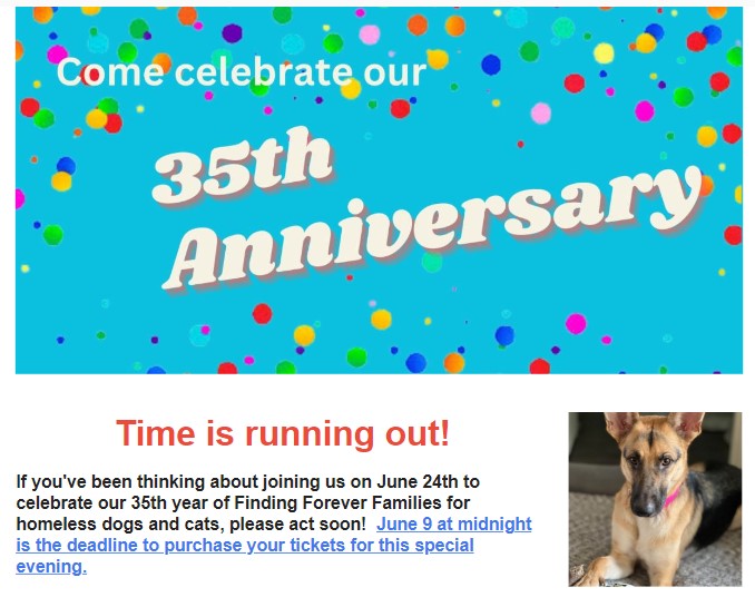 Join us for our 35th Anniversary Dinner Saturday, June 24th! For tickets and information: centraltexasspca.org/anniversary-di…