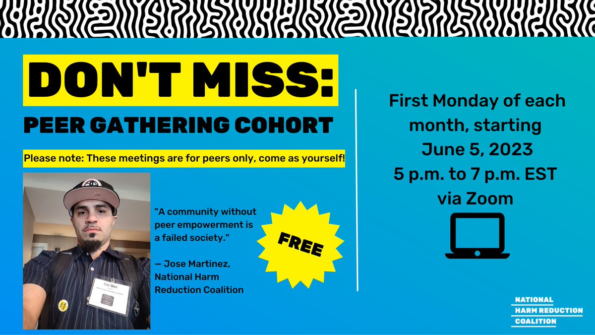 🧵After hearing the need for peers nationally to have a space to connect, we're proud to begin our monthly Peer Gathering Cohort starting Monday, June 5. The sessions, which take place the 1st Monday of each month, are open to peers only @ no cost, & folks from around the U.S...