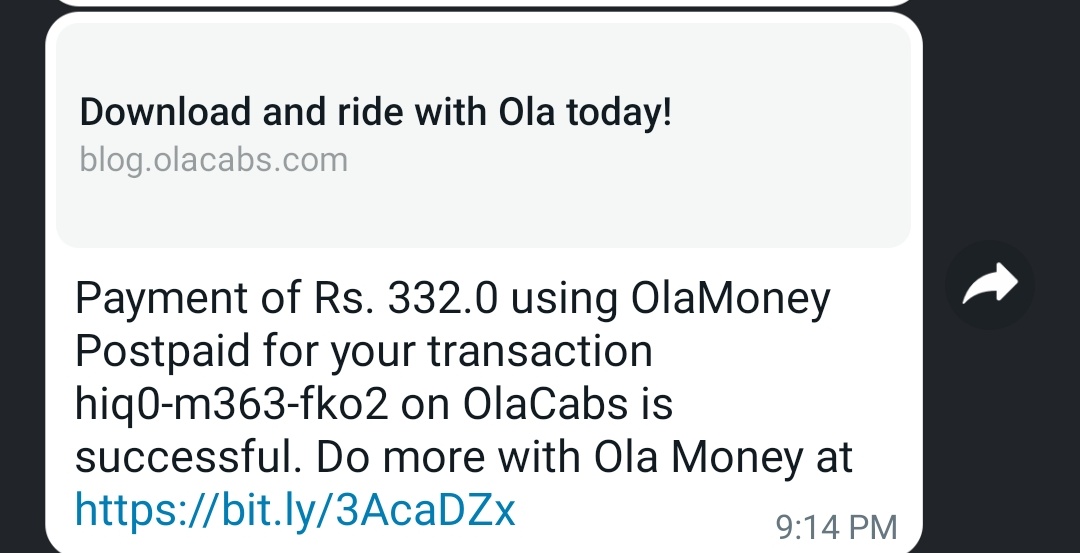 PagedarSudeep's tweet photo. @Olacabs @ola_supports driver argued with me saying ola money has not been received and forced me to pay the same amount INR 332 by PayTM and your in-app support is useless in registering a complaint and getting a suitable resolution. I expect an immediate refund of my ola money https://t.co/XPgN7UIwbR