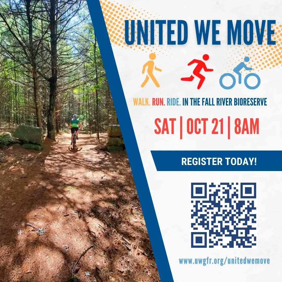 #HowDoYouMove?? Counting down the days until our #UnitedWeMove #trailrace on Sat, 10/21! Registrations are open & early bird pricing is live. Gather your group or fly solo this year in the Bioreserve - sign up here: buff.ly/3ml33Cs #LiveUnited #uwgfr #fallriver #roadrace