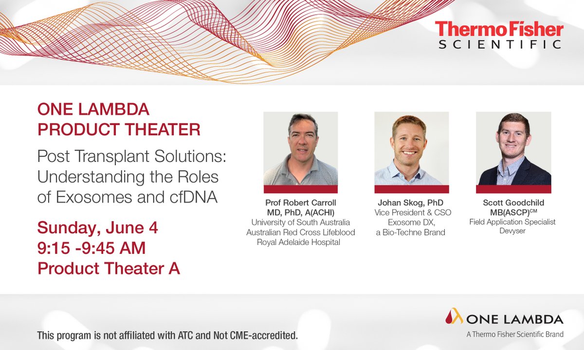 Join us for our product theater presentation with Johan Skog and Scott Goodchild on “Post Transplant Solutions: Understanding the Role of Exosomes and cfDNA” #ATC2023SanDiego spr.ly/6012OtgBj
