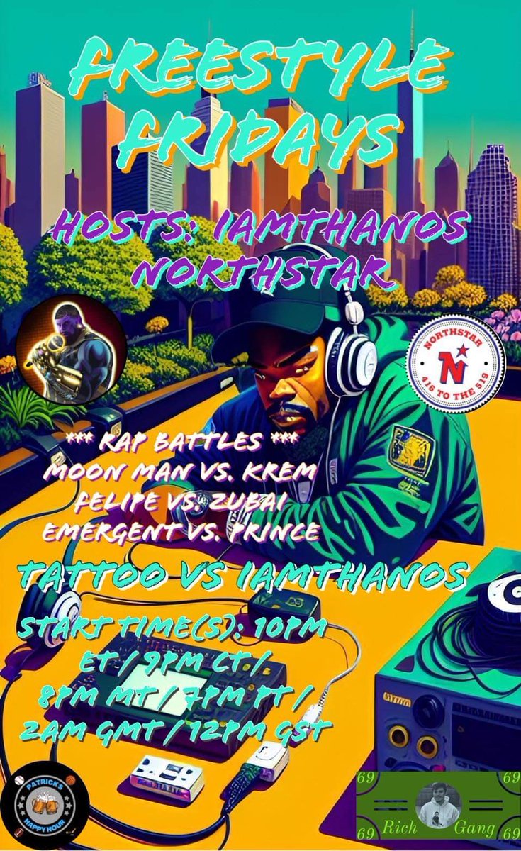 Patrick Ruch (@patrick_ruch2) on Twitter photo <a href="/THEREALSECTION8/">IAmThanos</a> & <a href="/NORTHST35521615/">NORTHSTAR</a> host #FreestyleFridays featuring <a href="/OfloFreestyles/">O-FLO</a> , <a href="/daniel_seese/">Seese Coast</a> , @RichieHidalgo2 , <a href="/Tattoojake187/">Tattoojake187</a> , <a href="/SCessions/">Sc≡ssions 🇭🇳 44hr 🖖🏽 ~ TwitcHop 🎤 Improv Rap</a> , <a href="/heyChristiano/">Christiano Covino 🏴☠️🐧🤘🥶 🎶 CEO, @StayT00NED</a> , <a href="/crypto_casually/">Casually</a> , @BradMusicNFTs ,<a href="/rasannunes1/">Rizzo The Boss | The Meta Office is A LIVE</a> , <a href="/degendrones/">DegenDrones.eth</a> , <a href="/TheRealDudja/">Dudja™</a> , @IMAXIOMIAM Link: <a href="/THEREALSECTION8/">IAmThanos</a> & <a href="/NORTHST35521615/">NORTHSTAR</a> host #FreestyleFridays featuring <a href="/OfloFreestyles/">O-FLO</a> , <a href="/daniel_seese/">Seese Coast</a> , @RichieHidalgo2 , <a href="/Tattoojake187/">Tattoojake187</a> , <a href="/SCessions/">Sc≡ssions 🇭🇳 44hr 🖖🏽 ~ TwitcHop 🎤 Improv Rap</a> , <a href="/heyChristiano/">Christiano Covino 🏴☠️🐧🤘🥶 🎶 CEO, @StayT00NED</a> , <a href="/crypto_casually/">Casually</a> , @BradMusicNFTs ,<a href="/rasannunes1/">Rizzo The Boss | The Meta Office is A LIVE</a> , <a href="/degendrones/">DegenDrones.eth</a> , <a href="/TheRealDudja/">Dudja™</a> , @IMAXIOMIAM Link: