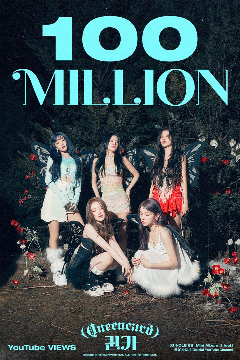 official_i_dle's tweet photo. [🎉] '퀸카 (Queencard)' 뮤직비디오 1억 뷰 달성을 축하합니다!
Congratulations! 'Queencard' M/V hits 100,000,000 views!

Thanks, NEVERLAND ❤💜

'#퀸카 (#Queencard)' Official Music Video
▶ https://t.co/Xo7Q5HWsCQ

#여자아이들 #GIDLE 
#I_feel https://t.co/BCRVbYwvOE