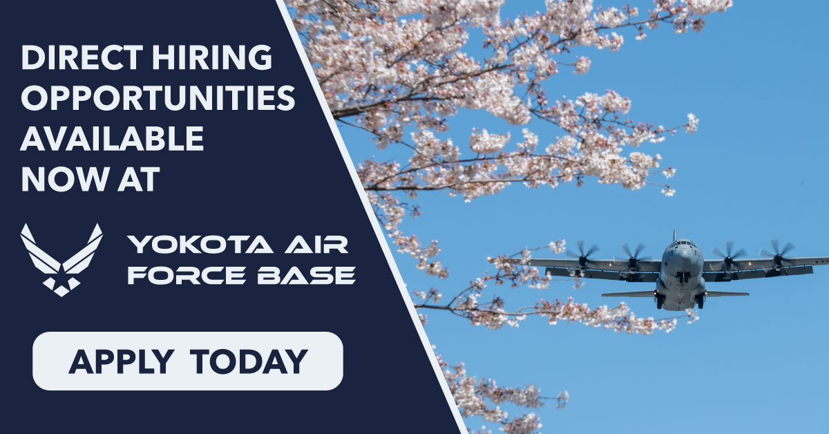 Currently stationed 📍 at @YokotaAirBase? There are 🆕 on-base vacancies hiring through the Military Spouse Direct Hiring Authority pilot program right now and you’re invited to apply, #MilSpouses! Get details and explore openings here:  yokota.af.mil/Base-Community….