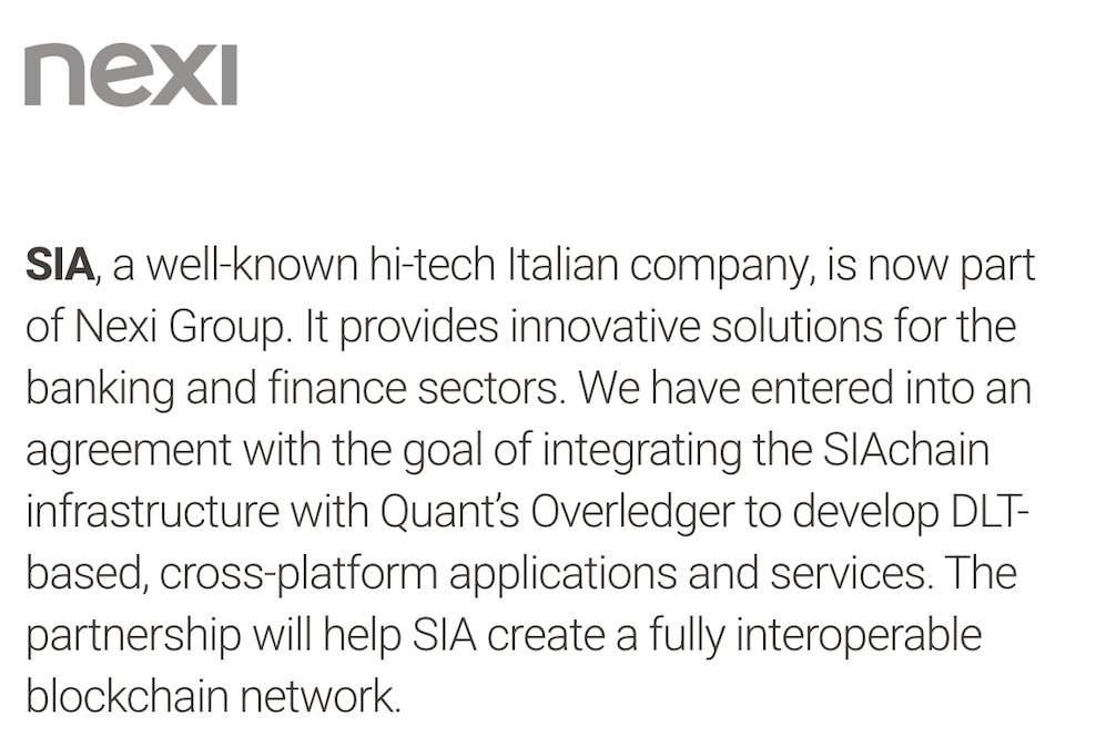 EverythingCroYT's tweet image. $QNT partner Nexi just announced positive results in their CBDC pilot test with the European Central Bank 🔥🔥🔥
The test shows it is possible to integrate a Digital Euro with the existing European payment landscape.
Guess who connects legacy infrastructure to DLT $QNT 💥🚀