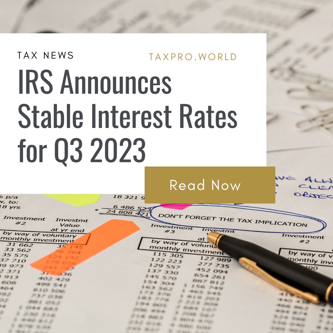 Discover the latest update on IRS interest rates for Q3 2023. Understand how these rates affect ur tax obligations, refunds, and financial planning. Stay informed and consult a tax professional for personalized guidance. bit.ly/3qiyGmh 
#IRSInterestRates #TaxObligations