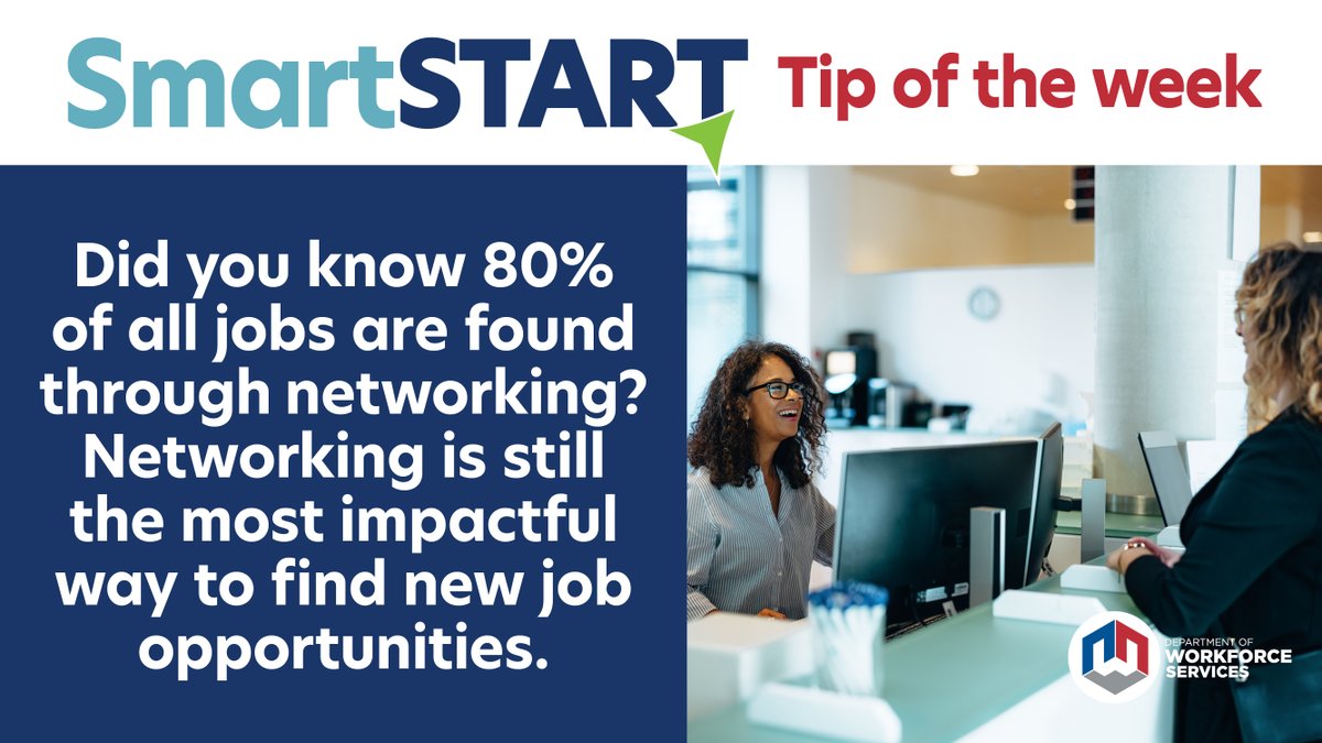JobsUT's tweet photo. Smart Start tip of the week: Make a list of your network. Family, friends and others can help in your job search. Employers find new employees through networking. Check out the Smart Start guide for more tips. https://t.co/lE9Sr49Anb #Career #Networking #JobSearch #SmartStartTips https://t.co/EXclFa2kGZ