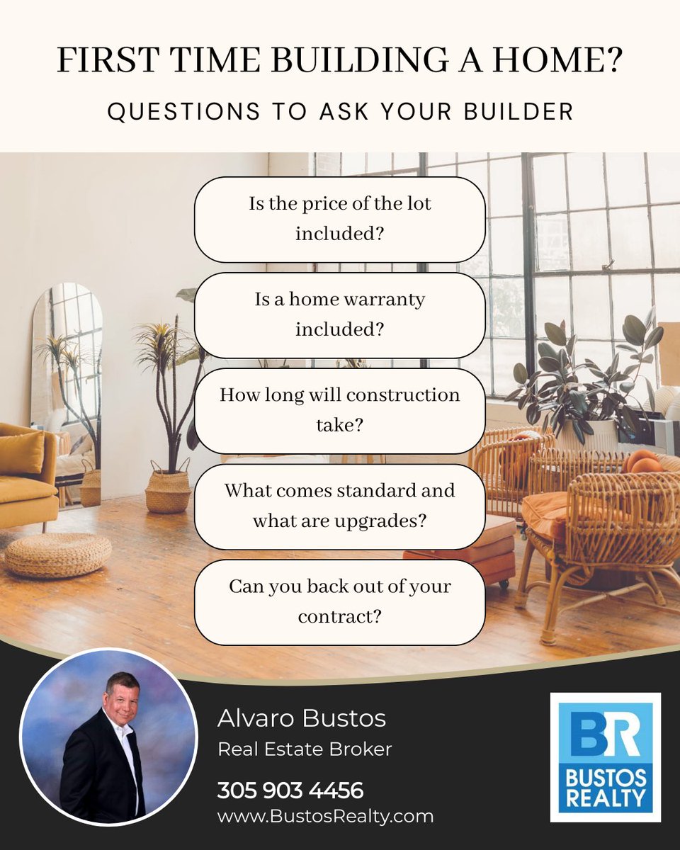 BustosRealty's tweet image. Building a home for the first time can be a whirlwind process. 

That’s why you need to ask your builder these 5 questions! 

Want to learn more about buying the new construction home you’ve been dreaming of? Just send a DM!

#homebuilding #ikeahome #homeowner #buildahome