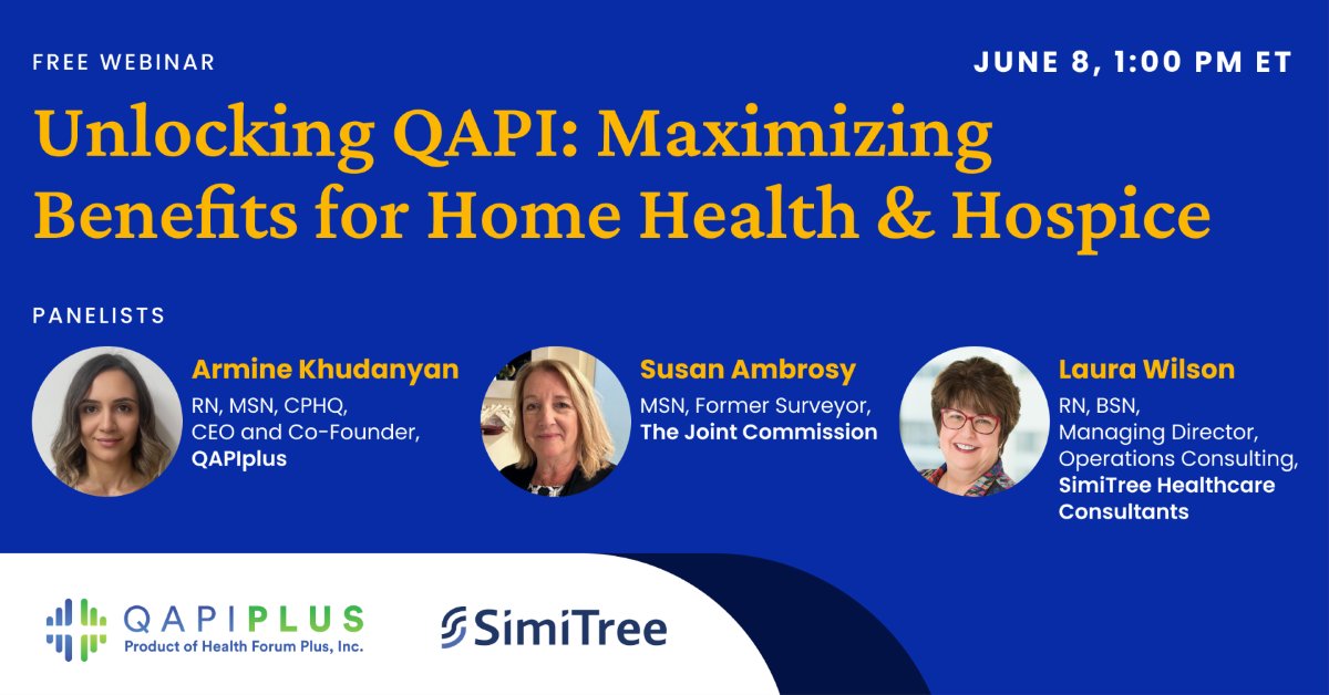 Join Laura Wilson, RN, BSN, Managing Director, Operations Consulting at SimiTree for a webinar to help unlock the power of QAPI for your organization!

Click here to register: bit.ly/3N7MMjK

#QAPI #Webinar #PatientCare #RegulatoryCompliance #HealthcareConsulting