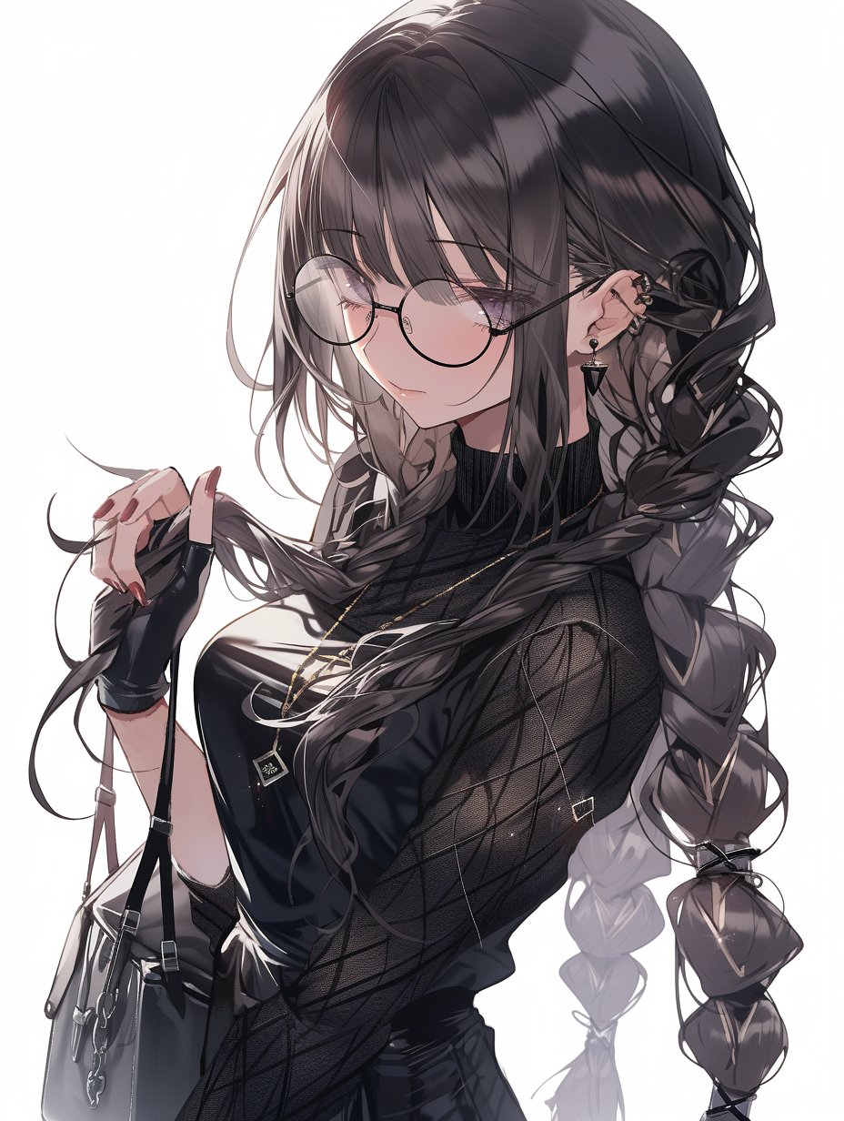 ☆オリジナル手描きイラスト☆三つ編み少女☆ 手描きイラスト 水彩原画