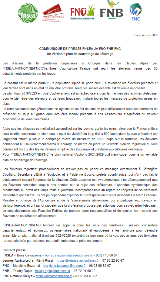 JeunesAgri's tweet photo. [#CP] En conclusions des #Assisesprédation qui se tenaient à Chorges ces 1er et 2 juin.
Notre CP 👇
https://t.co/TKdfbi7XFT https://t.co/HgeDgdelZk