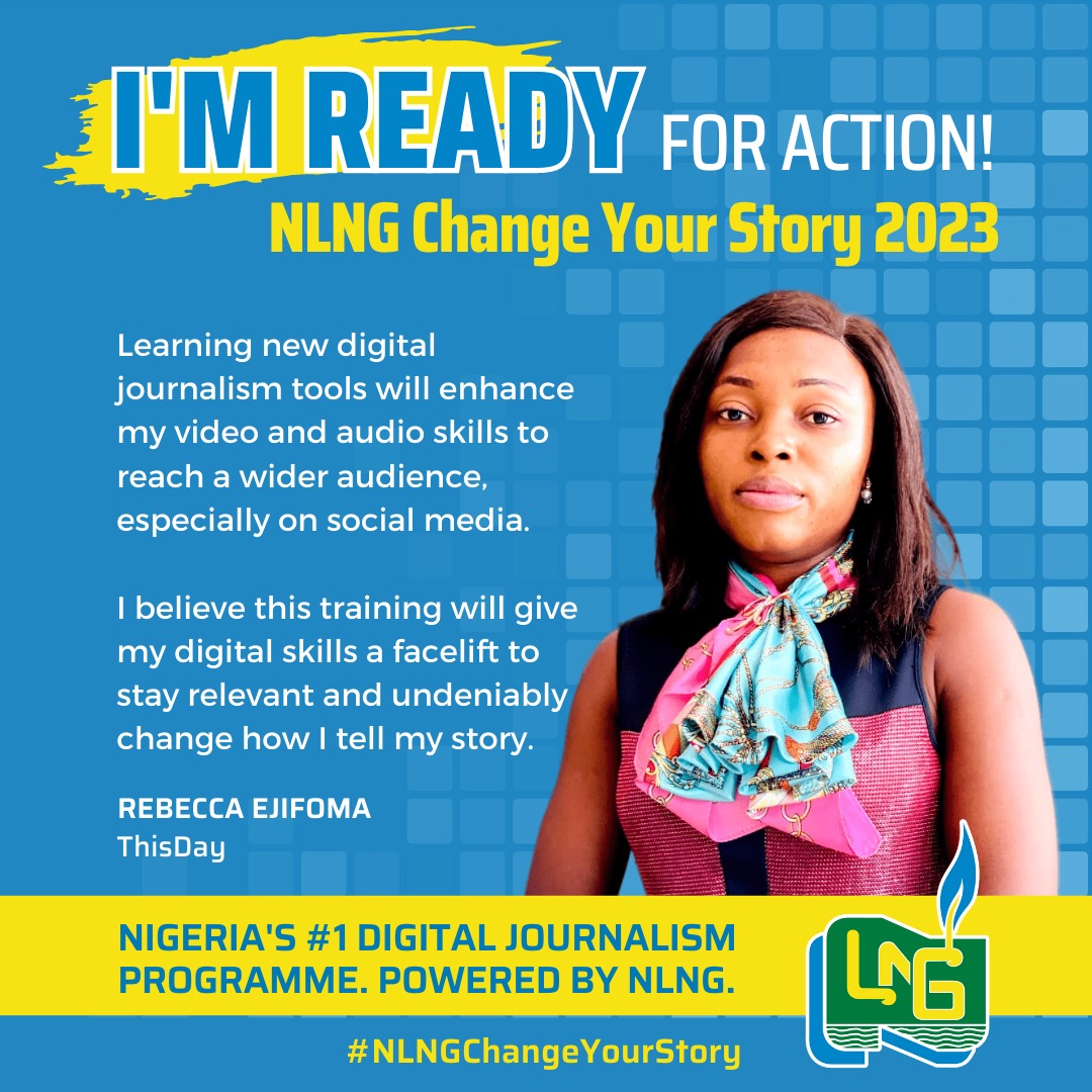<a href="/RebeccaEjifoma/">Rebecca Ejifoma</a> will be at the next #NLNGChangeYourStory, powered @NigeriaLNG

We trust that the training will boost her digital skills and impact the quality of her reporting.

<a href="/AnnePalmerIkuku/">Anne-Marie</a>
 <a href="/aremoyemi/">Yemi Aremo Adeyemi</a> <a href="/yatiki77/">Elkay</a>