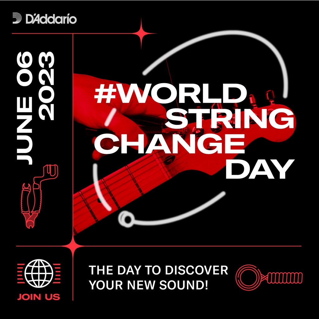DaddarioandCo's tweet photo. World String Change Day, the day to discover your new sound, is back on June 6th! Join the movement and break out of your comfort zone by trying something new. Be a part of this global event with the hashtag #WorldStringChangeDay, and follow us to learn how to get involved! https://t.co/CUOzYaaZoC
