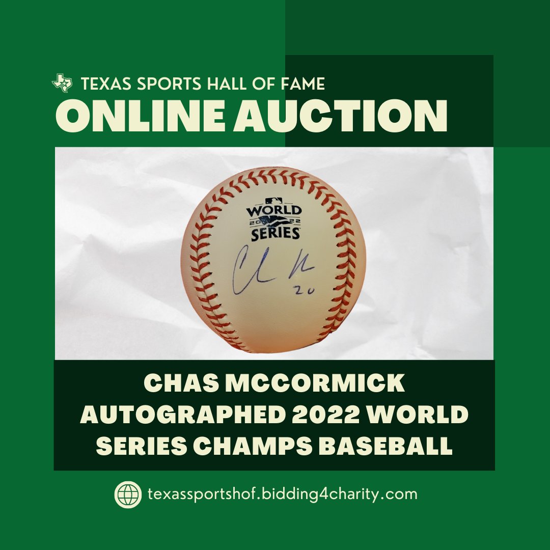 TXSportsHOF's tweet image. Who wouldn't want a signed World Series Championship Baseball?⚾ Be sure to bid and get your 2022 WS baseball signed by Chas McCormick
BIDDING ENDS JUNE 19! 
bid now:ow.ly/3ms450OEm1z

#HoustonAstros  #WorldSeries #SignedBaseball #TexasSports