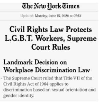 #OnThisDay in 2020
The Supreme Court rules that federal law protects LGBTQ workers from discrimination. The landmark ruling extends protections to millions of workers nationwide and is a defeat for the Trump administration.

#LGBTHistory #LBGTQ