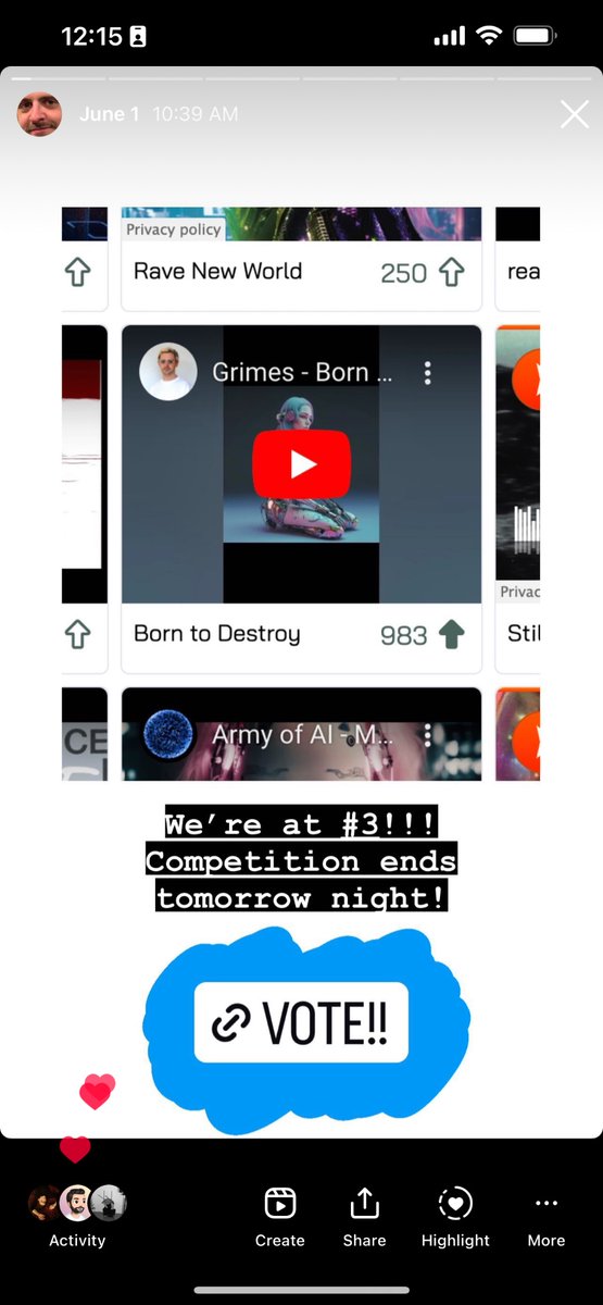 maxweisel's tweet image. Insta fam really coming thru!!! 1000+ votes after sharing this. Currently #1!!

@Grimezsz @__UBERDUCK__ #uberduck #uberduckai
