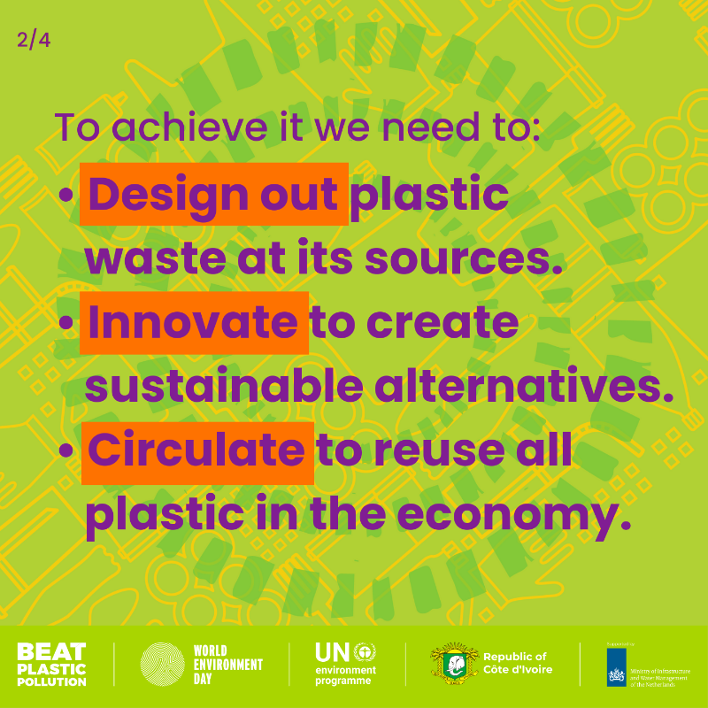 antonioguterres's tweet photo. Recycling alone is not enough to #BeatPlasticPollution. 

Creating a circular economy for plastic is critical to tackling the climate crisis &amp; improving lives for everyone, everywhere.