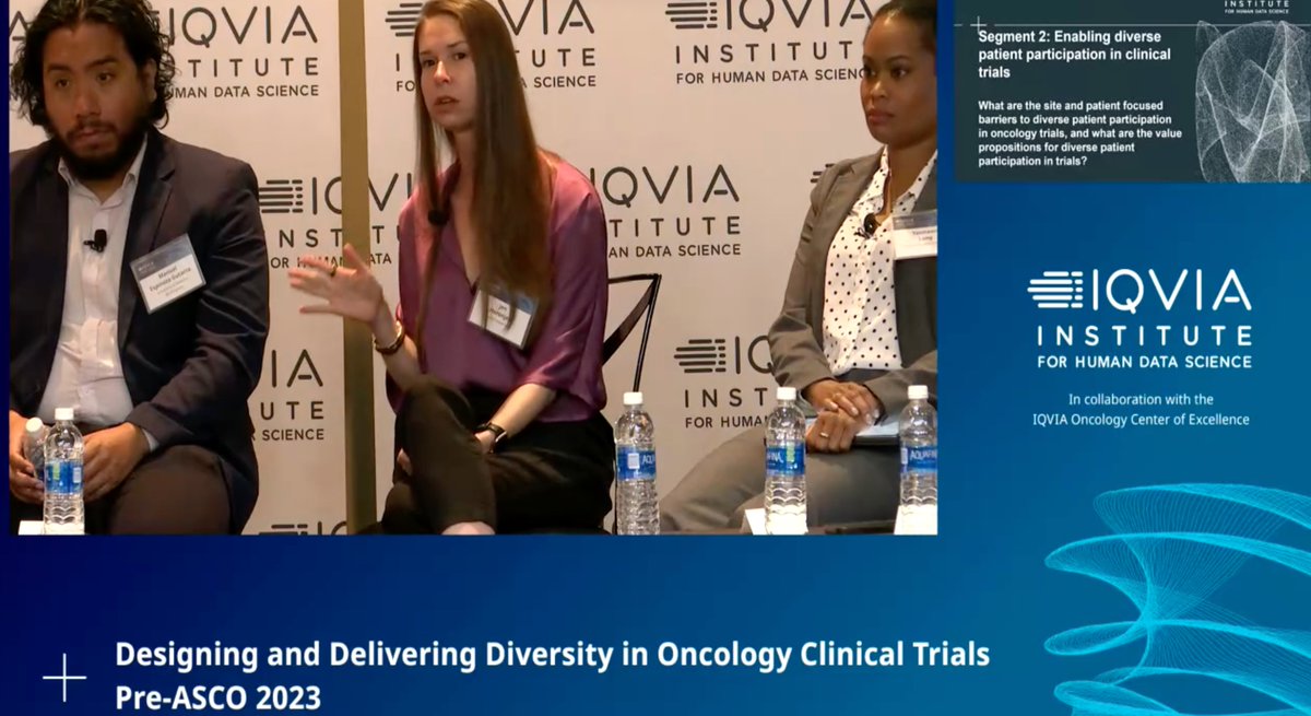 IQVIA Institute (@iqvia_institute) on Twitter photo .<a href="/Murray_Aitken/">Murray Aitken</a> asks <a href="/jhoronjeff/">💬Jen Horonjeff | #askpatients</a> what is working.
If you do the work to get feedback on the materials and go into the community early on, this can be helpful with recruiting for diverse clinical trials.
#ASCO2023 #IQVIAInstitute .<a href="/Murray_Aitken/">Murray Aitken</a> asks <a href="/jhoronjeff/">💬Jen Horonjeff | #askpatients</a> what is working.
If you do the work to get feedback on the materials and go into the community early on, this can be helpful with recruiting for diverse clinical trials.
#ASCO2023 #IQVIAInstitute