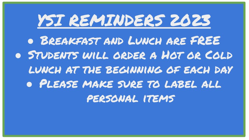 fssdysi's tweet photo. Here are a few reminders for @franklinspecial YSI! https://t.co/yo0HN81gWf