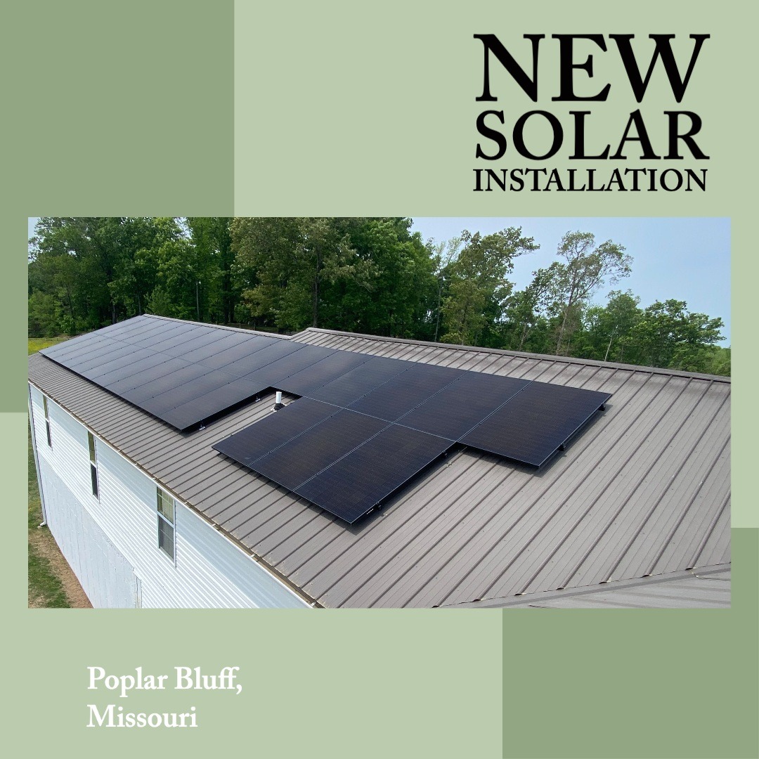 JacksonSolarLLC's tweet image. Check out one of our May Installations in Poplar Bluff, Missouri! We are happy to design, engineer, install and service solar installations throughout Southeast Missouri! Check us out online today for more information. #JacksonSolarLLC #SolarEnergy #LocalInstaller