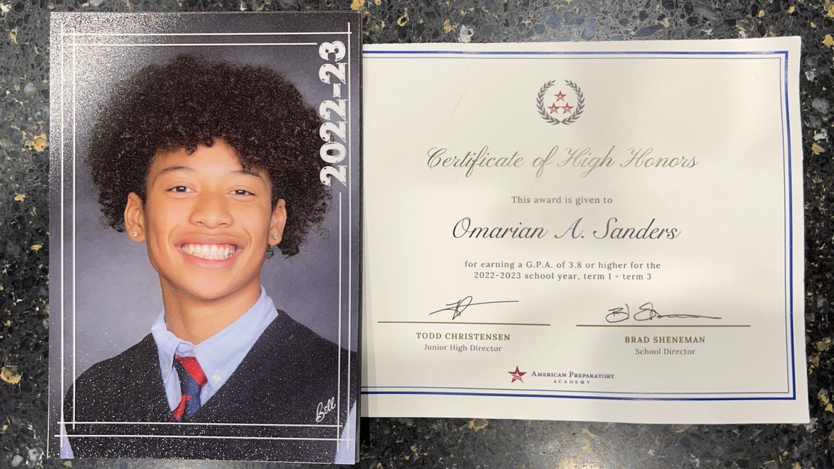 CONGRATS OMARIAN SANDERS‼️
🏫 3.8 GPA Books 📚 N Ball 🏈 It’s ok to ❤️ both. You stayed focused on what’s important to you. Son your future is bright. Mom and I are proud of you. Truly a blessing! True definition of Athletic Intelligence ‼️<a href="/CCHSFOOTBALL_/">CornerCanyonFootball</a> you’re getting a good ☝🏾