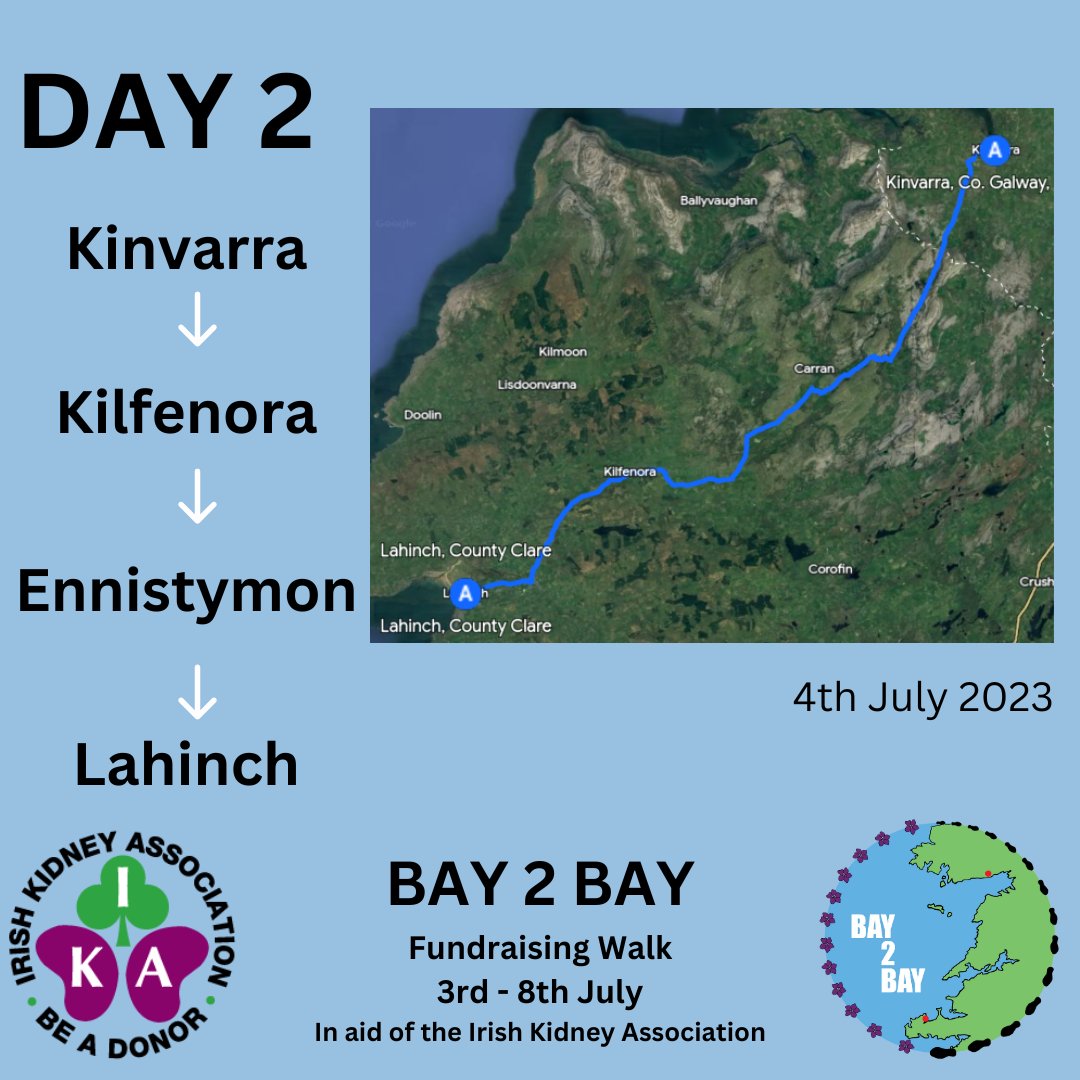 Bay2Baywalk's tweet photo. Another lovely day to get some training in advance of the big walk! Day 2 will be a long one at just over 43km. Lots of hills but taking us through the scenic Burren before stopping in Lahinch for the night. Fundraising link out soon! #Bay2Bay https://t.co/yZq4RgZwVF