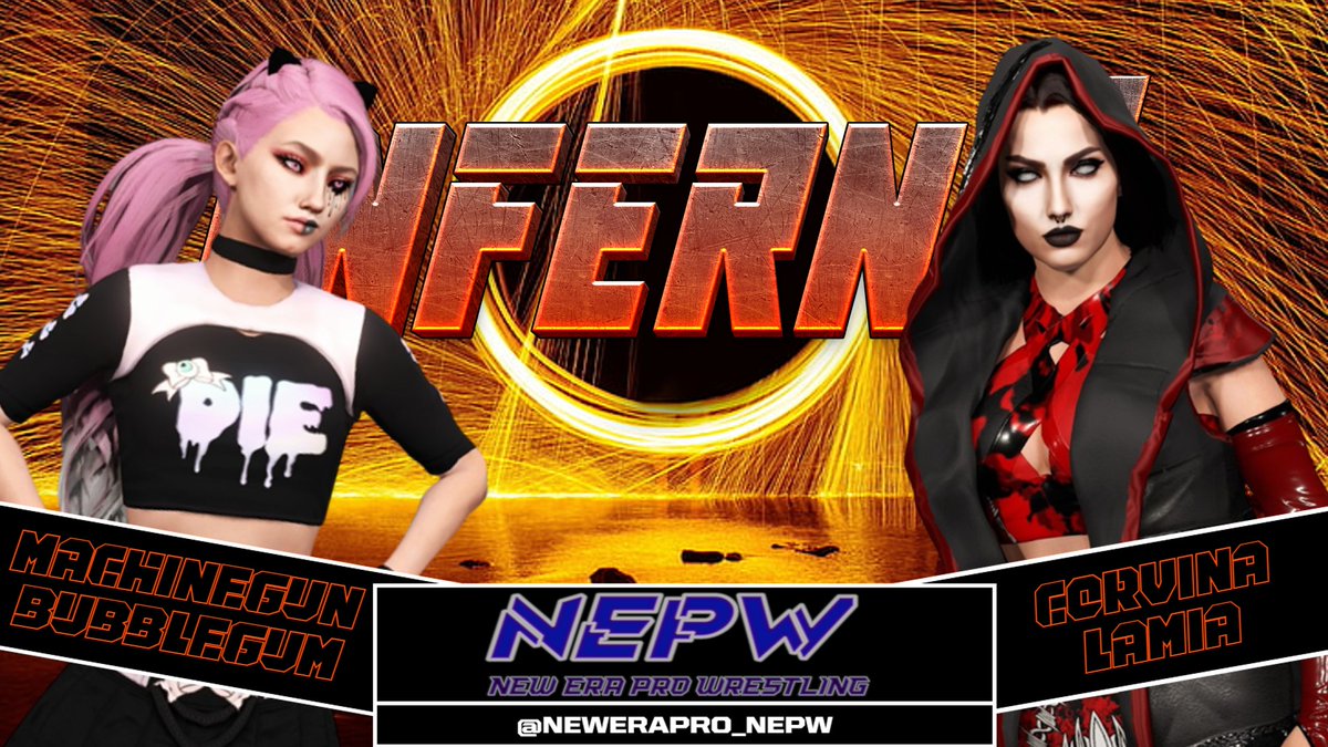 NewEraPro_NEPW's tweet photo. CONFIRMED FOR INFERNO: 

@MachinGunBub faces @CorvinaLamia! https://t.co/2xbiXP1Q41