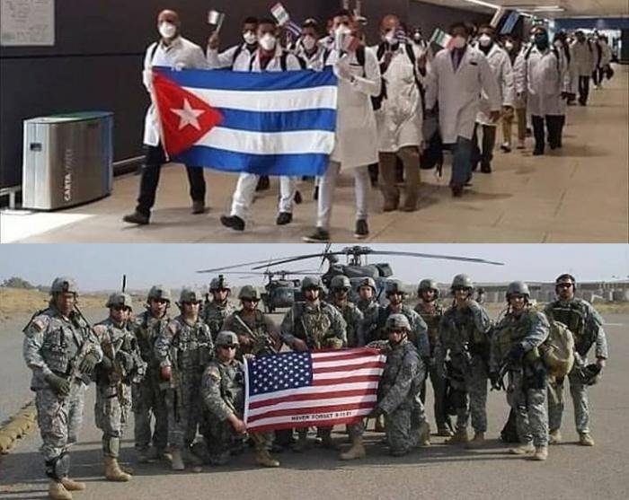 ⬇️⬇️⬇️ COMPARTE TU 💬

🇨🇺 Cuba manda 700 médicos a México y en EEUU lo  consideran un peligro para su seguridad nacional.

🇺🇸 El Pentágono envía  1000 militares a Perú pero eso es un gesto de paz.