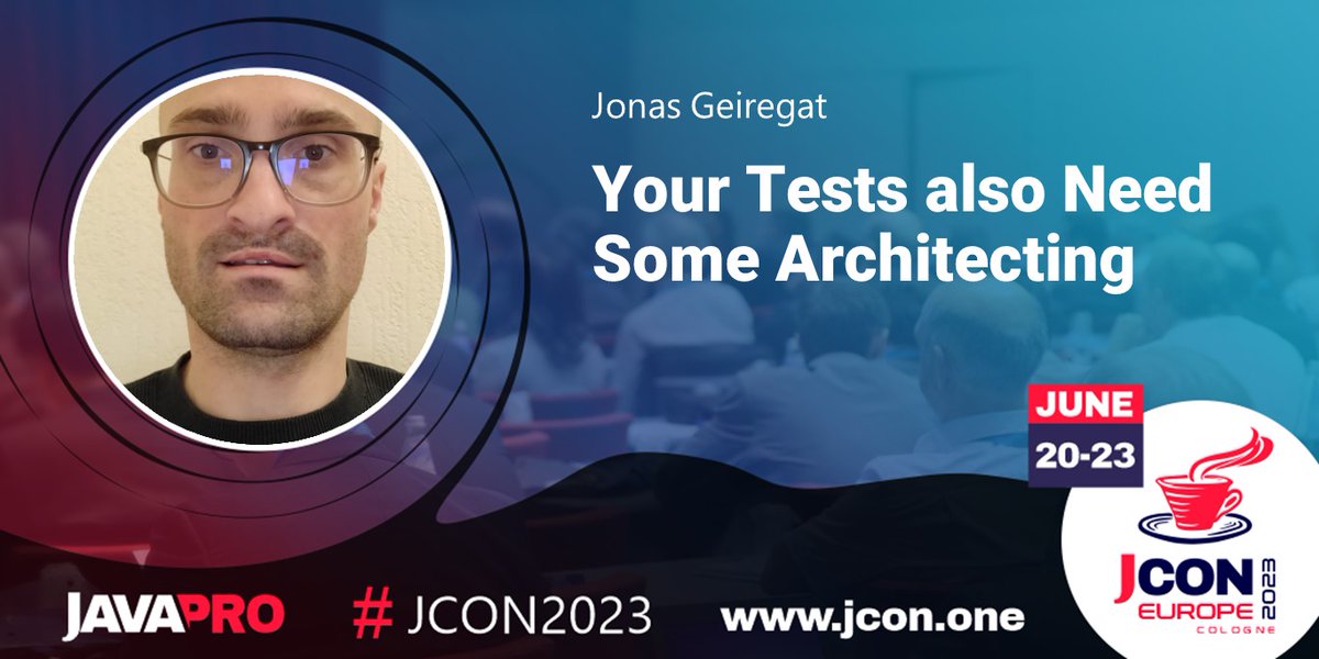 jcon_conference's tweet image. See Jonas Geiregat at #JCON2023 in Cologne talks about 'Your Tests also Need Some Architecting'
Have you ever encountered a hard to maintain or brittle test code base ?
Do your tests give you the confidence…
Get your free #JUG Ticket: jcon.one
#ServersideJava
