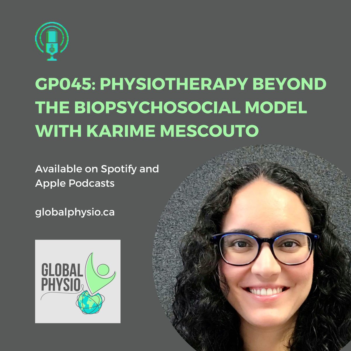 Latest episode with @KarimeMescouto and her work critically looking beyond the biopsychosocial model in physio. Conversations about multiplicity and the need to integrate cultural and social aspects within physio towards more equitable and inclusive care. open.spotify.com/episode/6y80Kk…