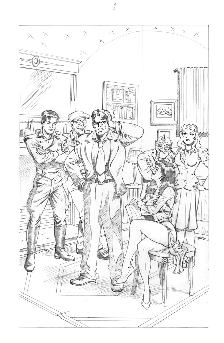 #Rocketeer #RocketeerSpirit #DaveStevens #WillEisner 
A preliminary drawing of Cliff Secord, the Rocketeer! This was used on the first page of ROCKETEER/SPIRIT #2, which I penciled.  Included my pencils for page one of the issue. 
Please Follow, Retweet, Like & Comment
