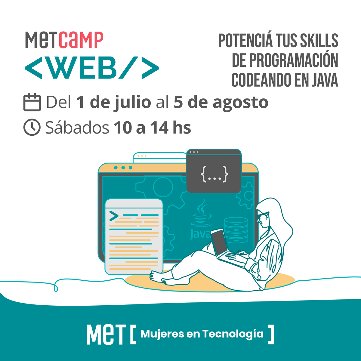 comunidadmet's tweet photo. ¿Querés sumergirte en el mundo del backend y potenciar tus habilidades? Entonces sumate al MeTCamp Web y amigate con la lógica de programación 💻🙋🏽‍♀️

⚡Inscribite: https://t.co/a3tW73KD3K https://t.co/QXacLgrIAX