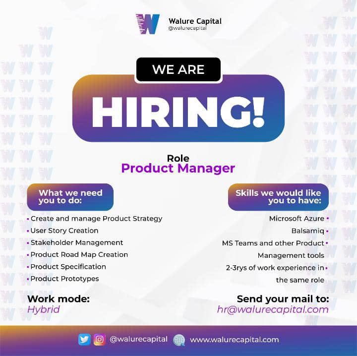 Dear PMs, 

@walurecapital is looking for a PM. 

Send your CV to hr@walurecapital.com 

RT for others